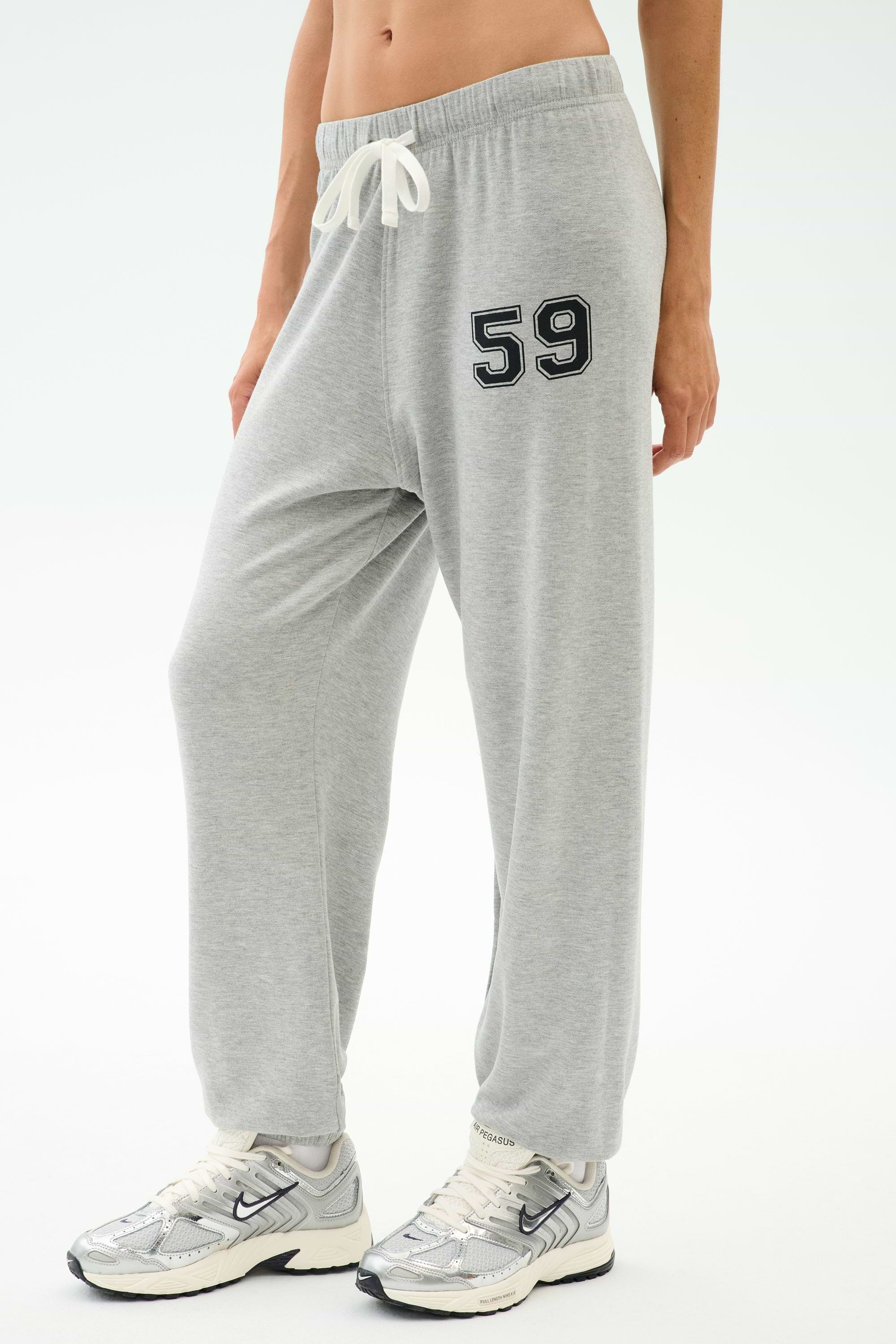 Andie Oversized Fleece Varsity 59 Sweatpant - Heather Grey/59 Andie Oversized Fleece Varsity 59 Sweatpant - Heather Grey/59