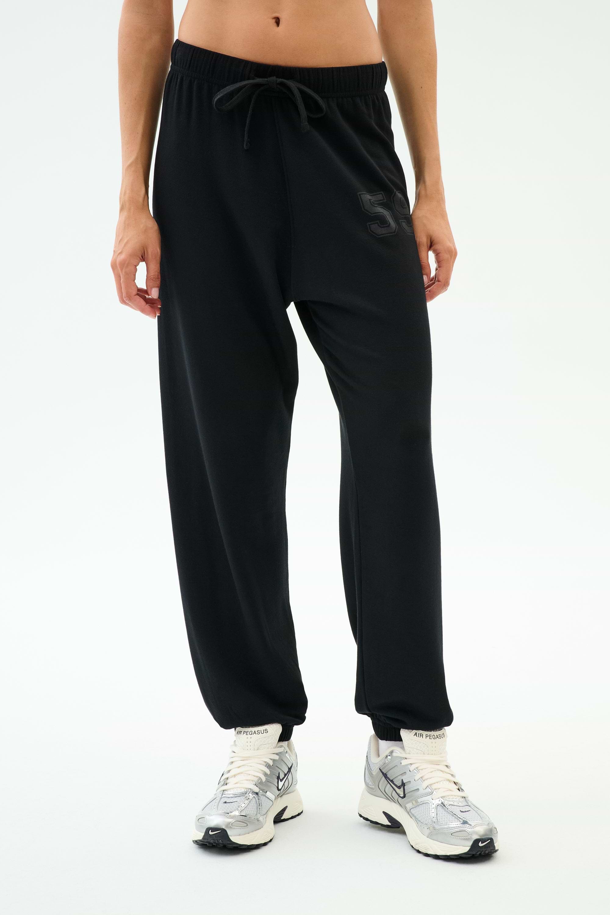 Andie Oversized Fleece Varsity 59 Sweatpant - Black/59 – SPLITS59