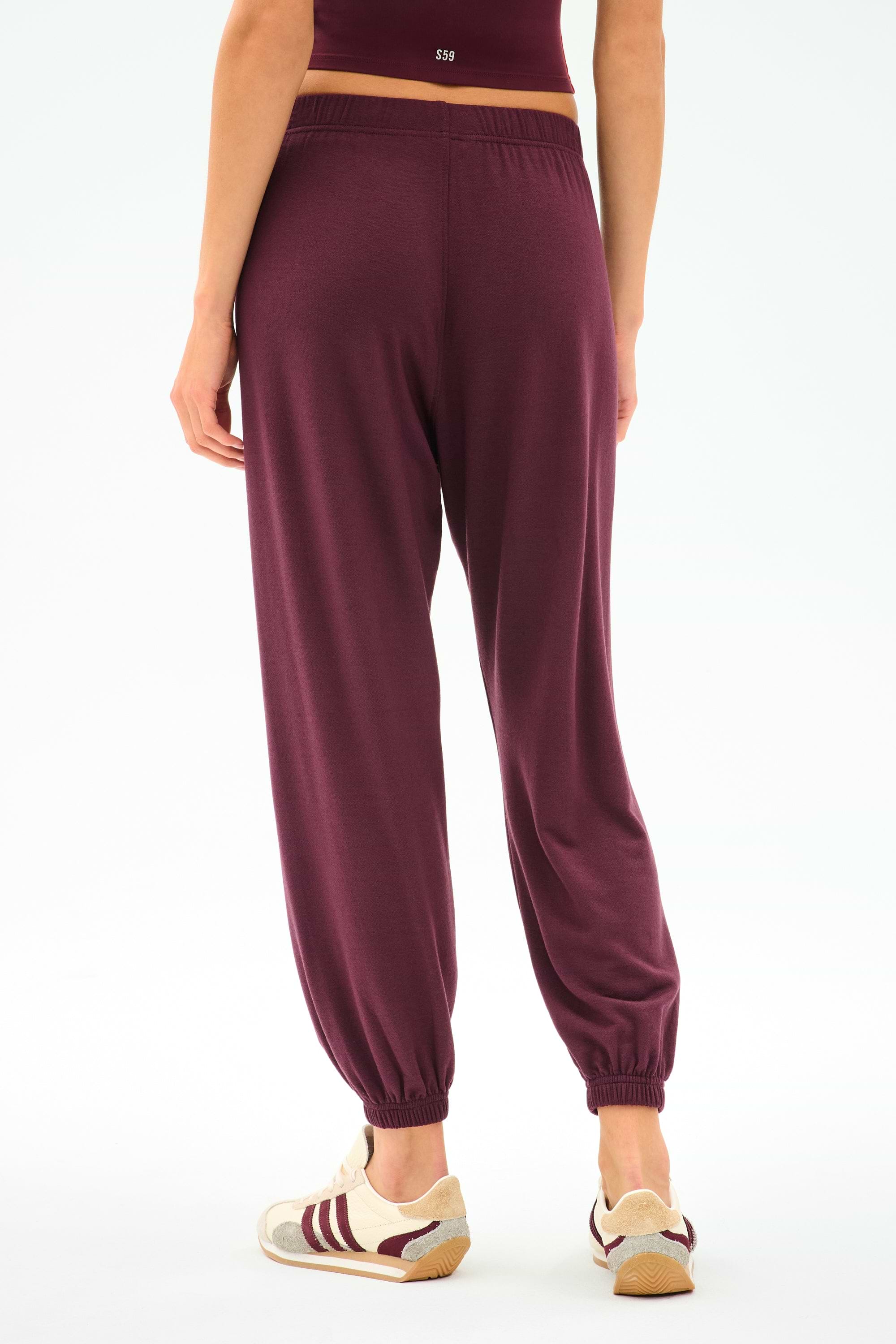 Andie Oversized Fleece Sweatpant - Dk Cherry – SPLITS59