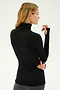 A person with long hair, seen from the back, wears a supremely soft SPLITS59 Jackson Rib Full Length Turtleneck in black with thumbhole cuffs, perfect for yoga, standing against a plain light background.