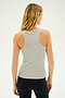 Person wearing the SPLITS59 Kiki Rib Tank Full Length in Heather Grey and black pants, standing with their back towards the camera, as if ready for some intense gym workouts.