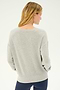 A person with long blonde hair is seen from behind, wearing the SPLITS59 Sonja Fleece Sweatshirt in Heather Grey and black leggings made in Los Angeles, standing against a plain white background.