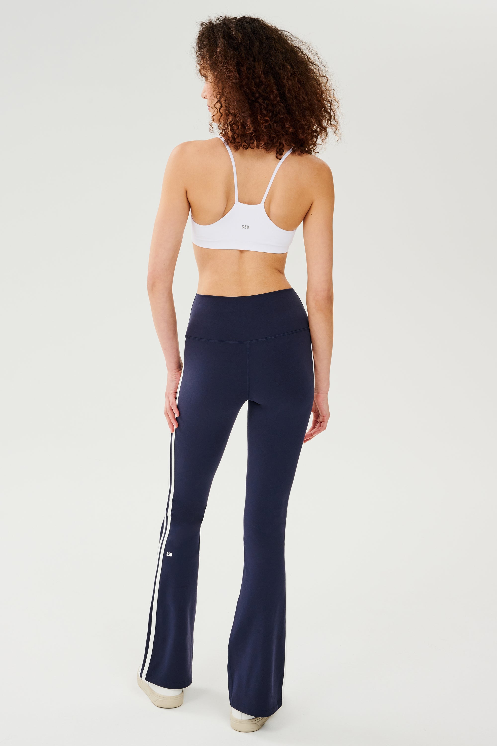 Raquel High Waist Flared Legging - Indigo/White – SPLITS59