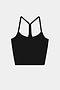 The SPLITS59 Airweight Crop - Black is a cropped tank with thin straps and a racerback, ideal for hot yoga, shown on a plain white background.