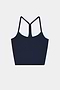 The SPLITS59 Airweight Crop in Indigo, a racerback sports bra ideal for hot yoga, is shown on a plain white background.