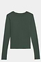 The SPLITS59 Airweight Lite LS Waist Length, a dark green, crew neck long-sleeve shirt, is displayed flat on a white background.