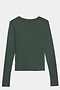 The SPLITS59 Airweight Lite LS Waist Length, a dark green, crew neck long-sleeve shirt, is displayed flat on a white background.