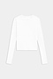 The SPLITS59 Airweight Lite Long Sleeve Waist Length tee in white is a lightweight, crew neck top, laid flat on a white background—ideal for gym workouts and quick-dry comfort.