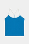 The Airweight Tank by SPLITS59 is a blue camisole top with white spaghetti straps and trim, shown against a plain white background.