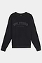 The SPLITS59 Andie Oversized Fleece Varsity Graphic Sweatshirt in black features "SPLITS59 LOS ANGELES" text on the front, made from soft fleece, shown on a plain white background.