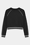 The SPLITS59 Brooks Fleece Sweatshirt With Stripe in Black/White features a long-sleeve crewneck cropped design, white piping on the sleeves, and white striped ribbed cuffs and hem.