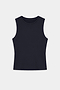 The Carter Airweight Lite Tank by SPLITS59 in indigo, sleeveless, is laid flat on a plain white background, showcasing its buttery soft performance fabric.