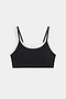 The SPLITS59 Elliah Airweight Double Layer Bra in black/white features double shoulder straps, white trim, and a soft spandex-nylon blend, shown on a plain white background.
