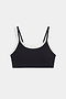 The SPLITS59 Elliah Airweight Double Layer Bra in black/white features double shoulder straps, white trim, and a soft spandex-nylon blend, shown on a plain white background.