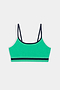 The SPLITS59 Eva Rigor Double Strap Bra in Spearmint/Indigo features thin indigo straps and a matching band along the bottom, shown on a white background.