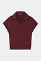 The SPLITS59 Evie Fleece Sleeveless Polo in Dark Cherry, featuring a collared neckline and relaxed fit in soft modal fabric, is shown laid flat on a white background.