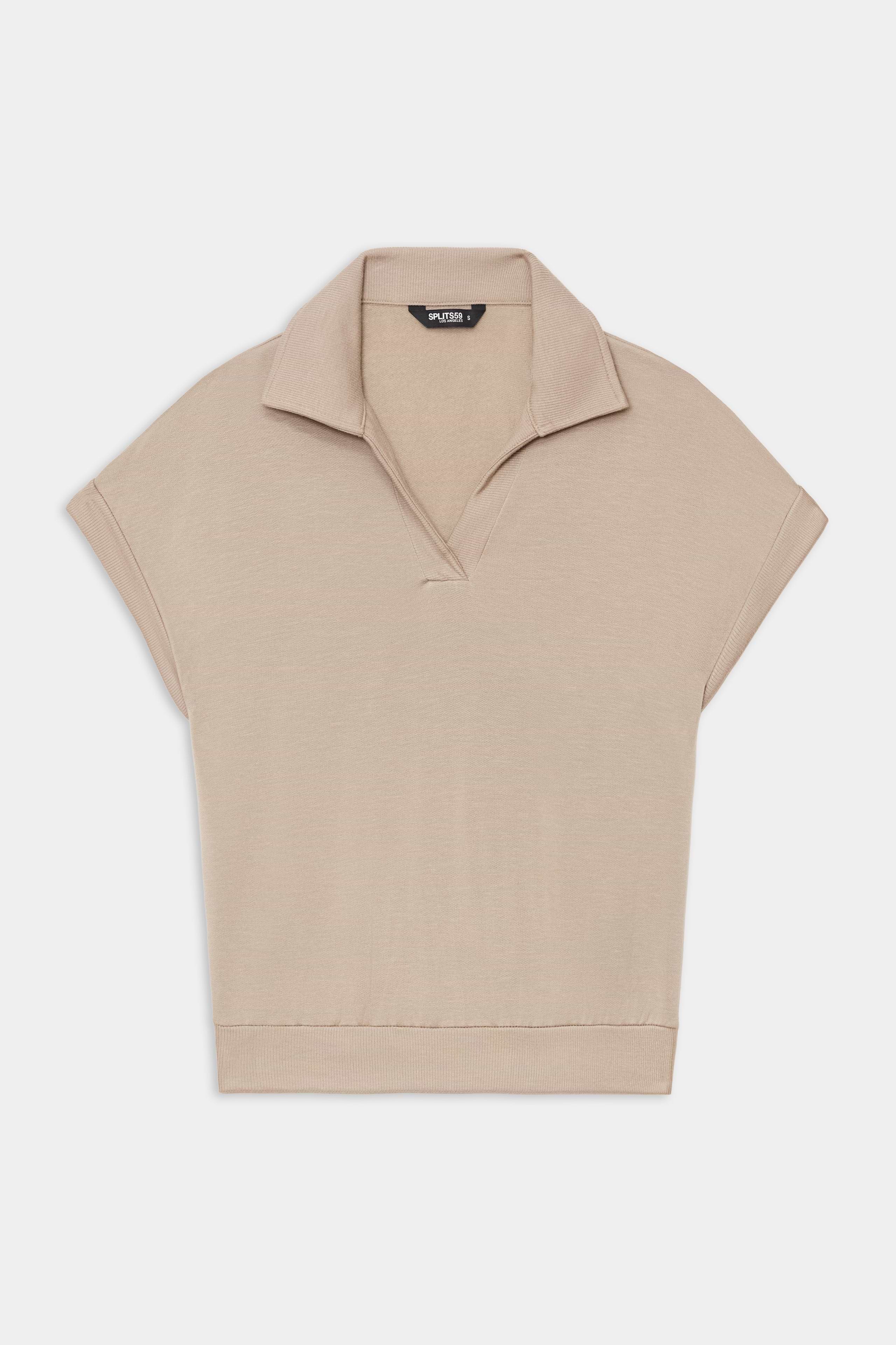 Evie Fleece Sleeveless Polo - Latte – SPLITS59