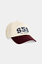 The SPLITS59 Tennis Cap in Creme/Dark Cherry is made from 100% cotton with a dark cherry brim, featuring "S58" and "Los Angeles" embroidered on the front in navy and black.