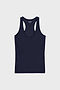 Flat view of ribbed dark blue tank top