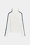 A SPLITS59 Jackson Rib Full Length Turtleneck in White/Indigo.