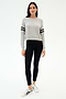 A person stands facing forward wearing the SPLITS59 Brooks Stripe Fleece Sweatshirt in Heather Grey/Black, paired with black leggings and white sneakers, set against a plain white background.
