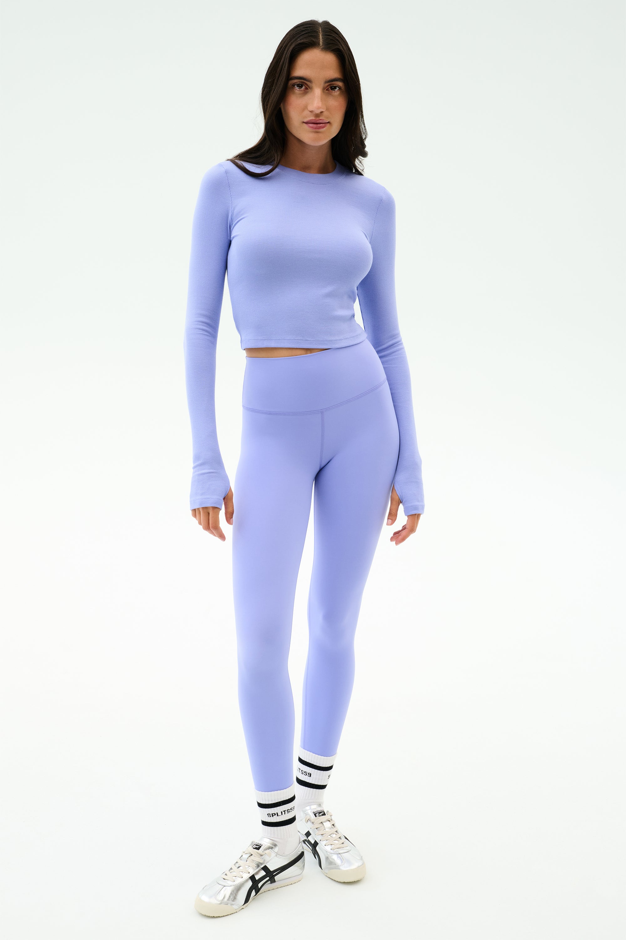 Louise Rib Long Sleeve Crop - Purple Haze – SPLITS59