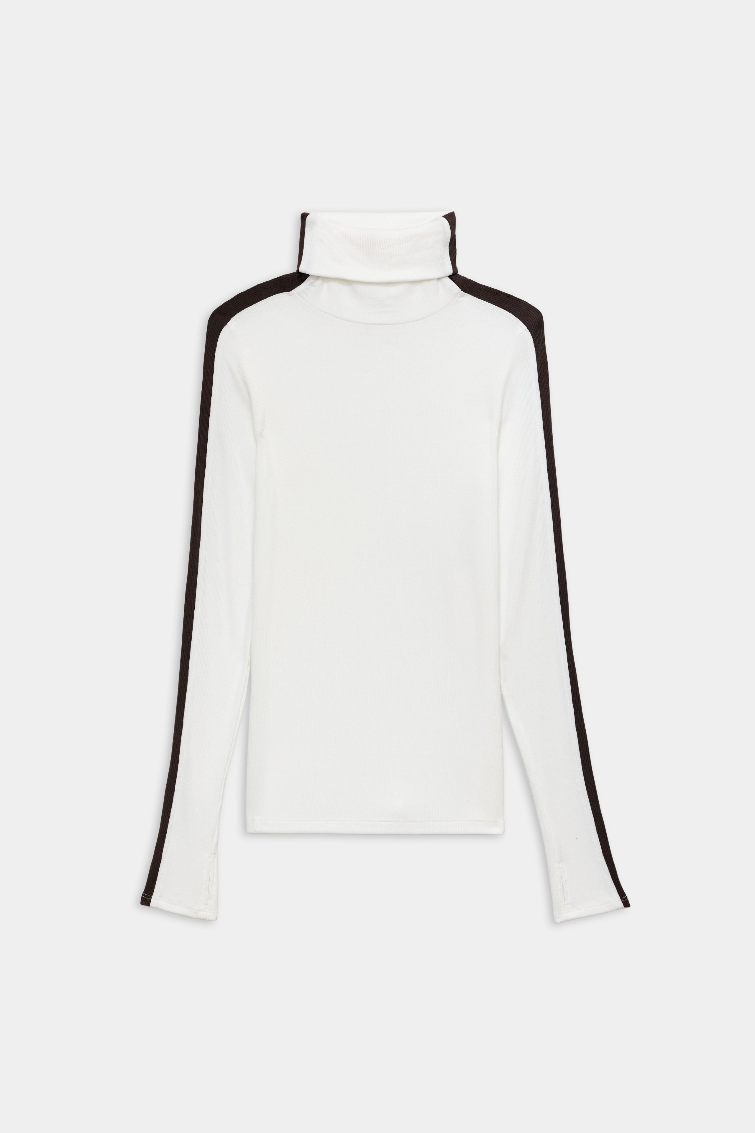Jackson Rib Full Length Turtleneck - White/Dark Chocolate – SPLITS59