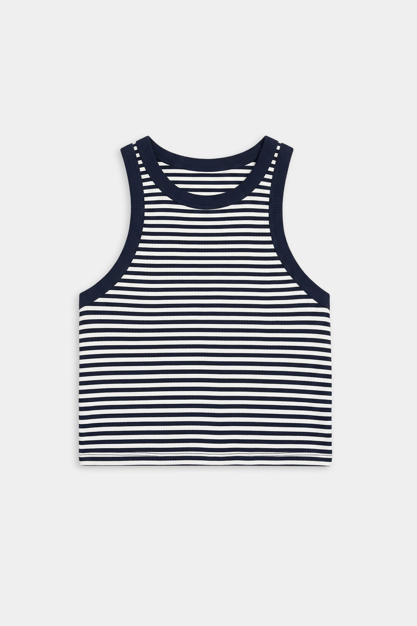 Kiki Rib Crop Tank - White/Indigo Stripe – SPLITS59