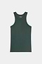 The SPLITS59 Kiki Rib Tank Full Length in Military, a dark green ribbed tank top ideal for yoga or running, is displayed against a plain white background.