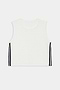 The SPLITS59 Logan Mesh Tank With Stripe in White/Indigo is a sleeveless, white cropped workout top with a round neckline and indigo side stripes, shown on a plain white background.