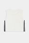 The SPLITS59 Logan Mesh Tank With Stripe in White/Indigo is a sleeveless, white cropped workout top with a round neckline and indigo side stripes, shown on a plain white background.