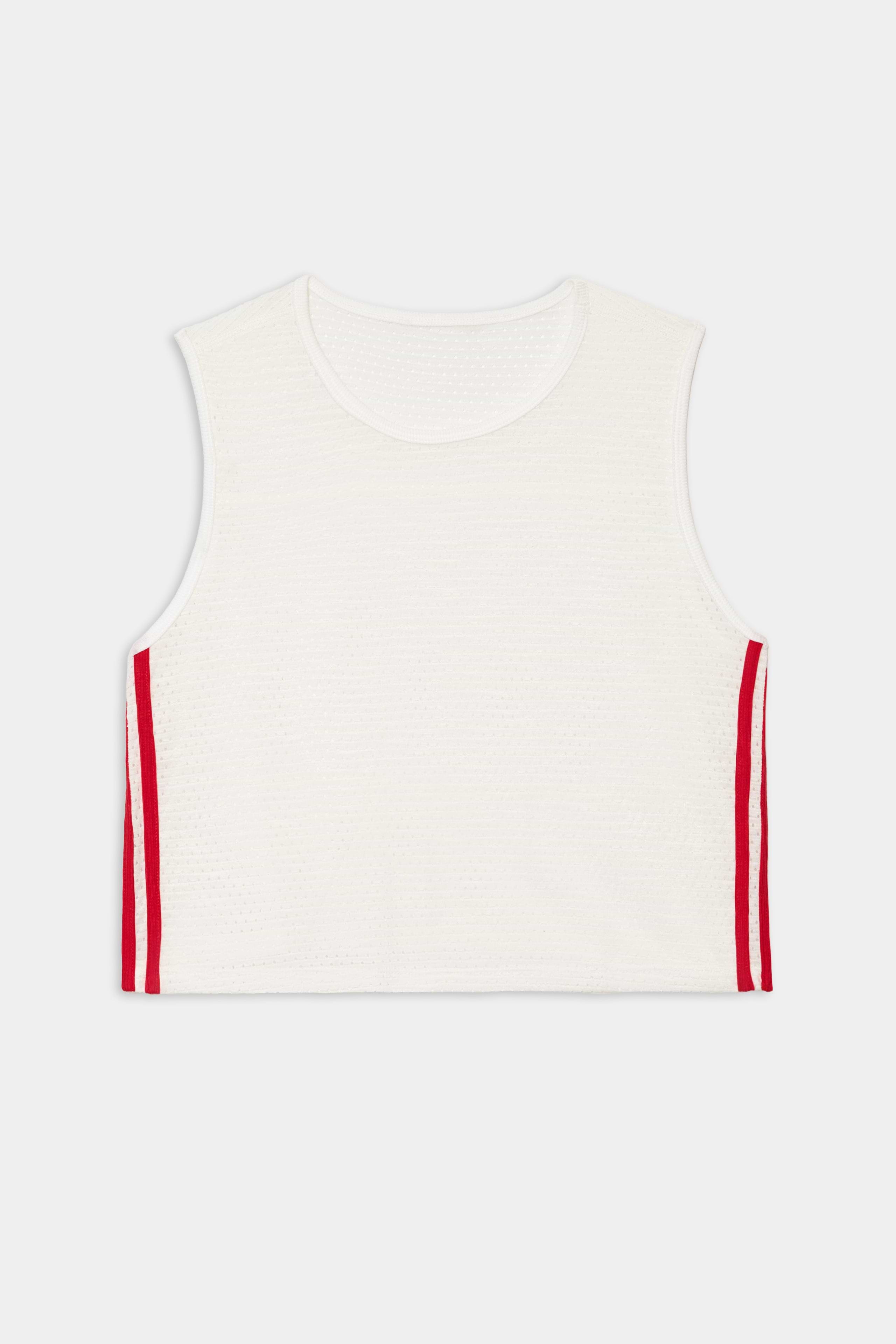 Logan Mesh Tank With Stripe - White/Pirate Red – SPLITS59
