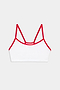 White bralette with thin red straps and red trim, displayed on a plain light gray background.