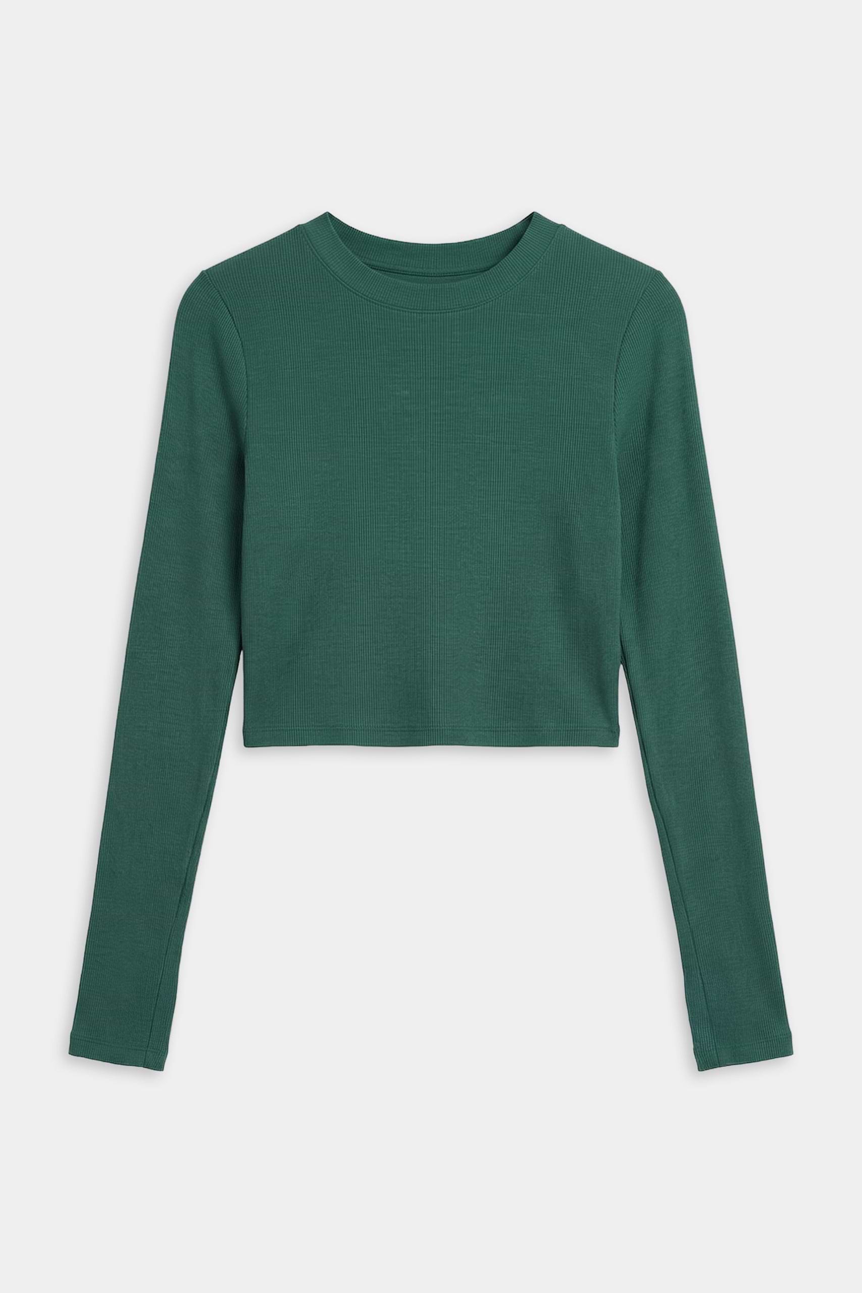 Louise Rib Long Sleeve Crop - Arugula – SPLITS59