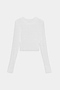 The Louise Rib Long Sleeve Crop in White by SPLITS59 is crafted from soft baby rib fabric and shown laid flat on a white background—ideal as a stylish workout top or casual essential.