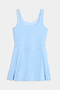 The Martina Rigor Dress by SPLITS59 is a light blue sleeveless piece with a scoop neckline and pleated skirt detail, set against a gray background.