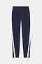 The Miles High Waist Rigor 7/8 leggings by SPLITS59 are navy blue with white diagonal side stripes, featuring a high waistband and full-length design set against a white background.