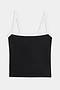 The Monah Rigor Tank by SPLITS59 is designed for gym workouts, showcasing a black camisole style with white straps and trim, elegantly presented on a plain white background.