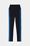 The SPLITS59 Ella High Waist Airweight 7/8 leggings in Black/Classic Blue feature two parallel blue side stripes and are made from nylon spandex, shown laid flat on a white background.