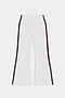 SPLITS59 Raquel High Waist Supplex Crop in White/Dark Chocolate: white, high-waisted, flared pants with dark chocolate side stripes, made from 4-way stretch supplex for yoga-like comfort. Displayed flat on a plain background.