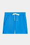 The SPLITS59 Reena Sweatshort - Riviera features a bright blue hue, soft modal-spandex fabric, elastic waistband with white drawstring, two front pockets, and small side slits at the hem.