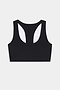 The SPLITS59 Sara Airweight Bra in Black is shown laid flat on a white background—ideal for hot yoga or Pilates sessions.