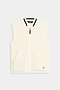 The SPLITS59 Aster Sherpa Vest is a sleeveless white fleece vest with a front zipper, ribbed collar, two front pockets, and "550" text near the hem.