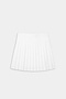 The SPLITS59 Shira Woven Pleated Skort in white is displayed flat on a light gray background, ideal for court sports or high-impact workouts.