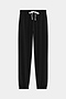 The SPLITS59 Sonja Fleece Sweatpant in black features a white drawstring waist, elastic cuffs, and ultra-luxe fleece, shown laid flat on a white background.