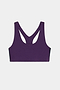 The SPLITS59 Ella Airweight Bra in Black Currant/Indigo boasts a racerback design, ideal for hot yoga, showcased against a plain white background.