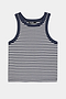 The Kiki Rib Crop Tank by SPLITS59 is a sleeveless cropped tank in white and indigo stripes, crafted from soft baby rib fabric. MADE IN LOS ANGELES.