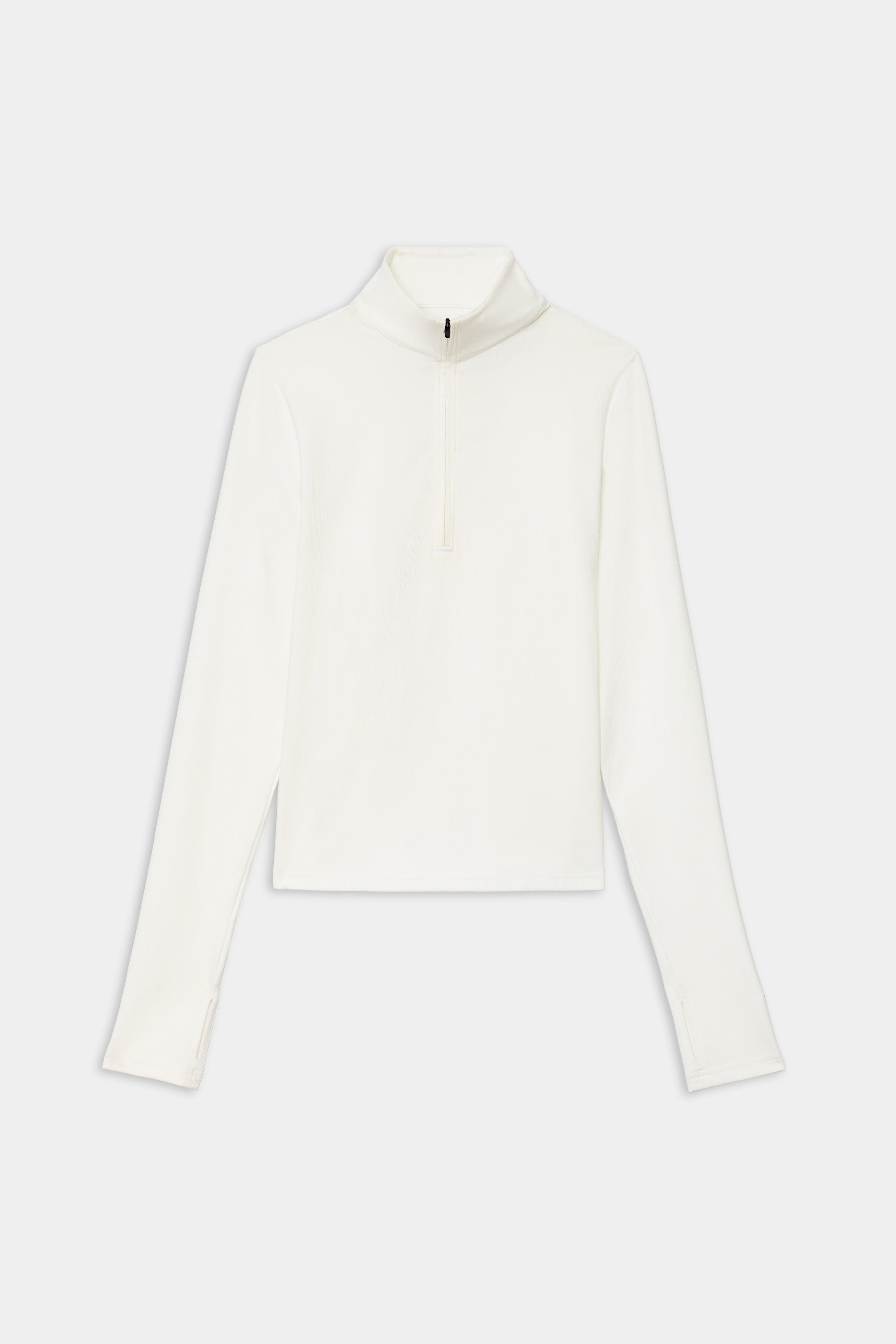 Stevie Active Rib Half Zip Waist Length - White – SPLITS59
