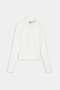 The SPLITS59 Stevie Active Rib Half Zip Waist Length in white is a long-sleeve, high-neck top with a half-zip front, waist-length fit, and rib texture—ideal for gym workouts.