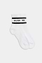 A pair of white Logo Stripe Quarter Socks by SPLITS59 with black branding on the cuffs.